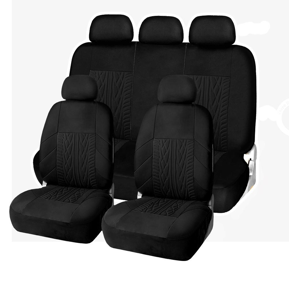 AUTO HIGH Universal Embroidery Car Seat Covers Full Set Polyester Fit Most Cars Truck SUV Van Front Rear Protector