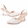 7cm Shallow Tip Toe Sandals White Lace Slim Heel Sandals Size Wedding Shoes Bride Wedding Dress Wedding Shoes