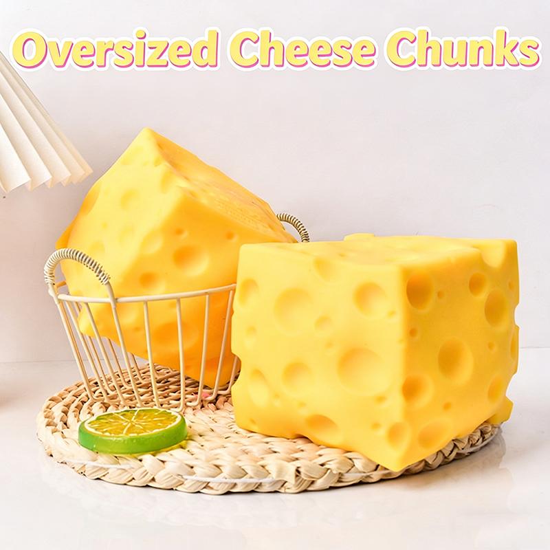 Jumbo Cheese Stress Ball Big Cheese Cube Squishy Soft Shapeable Squeeze Ball Non-Bounce Fidget Toy ASMR Sensory Anti-Stress Gift