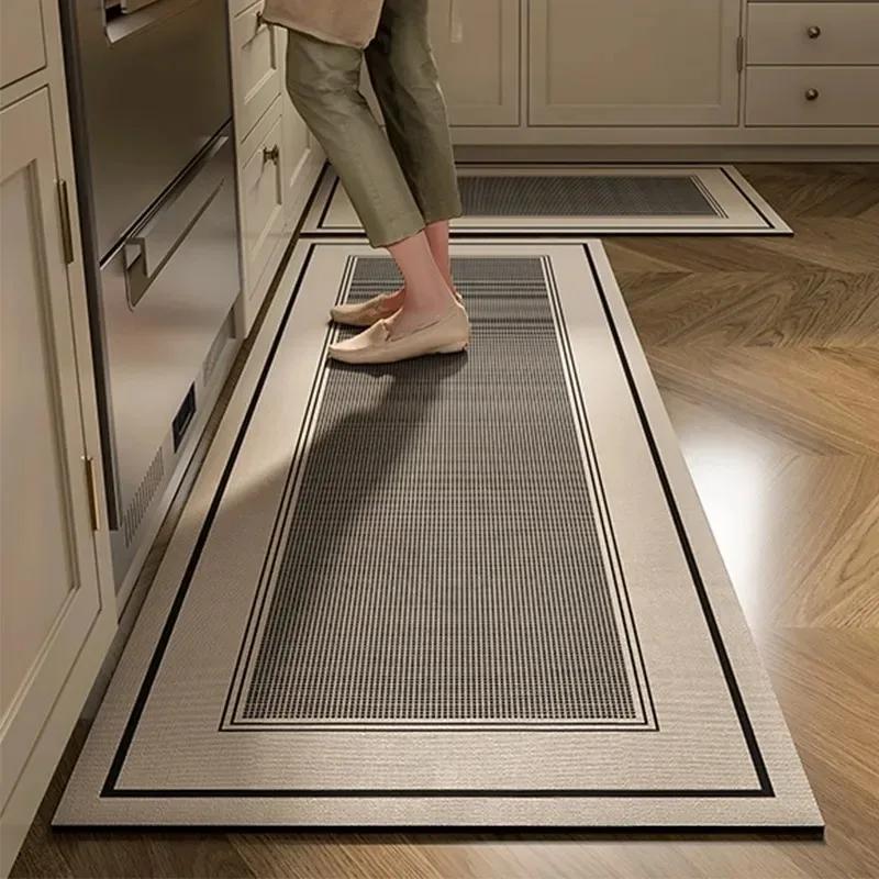 Carpet for Kitchen Waterproof Floor Mat PVC Leather Long Carpets Anti-slip Foot Mats Minimalist Home Decoration Rug