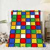 Cute cartoon style Rubik's cube Throw Kid-Friendly Flannel Throw Blanket Soft Warm Anti-Static Washable All Season