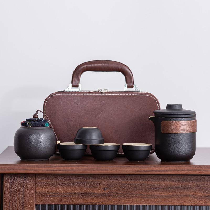 Travel Tea Set, Gift, High-end Ceramic Portable Outdoor Tea, One Pot of Four Cups, New Chinese Express Cup