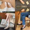 ~ Sweet Temperament Versatile Bow Square Head Small Thick Heel Light Mouth Ballet Style Single Shoes Women