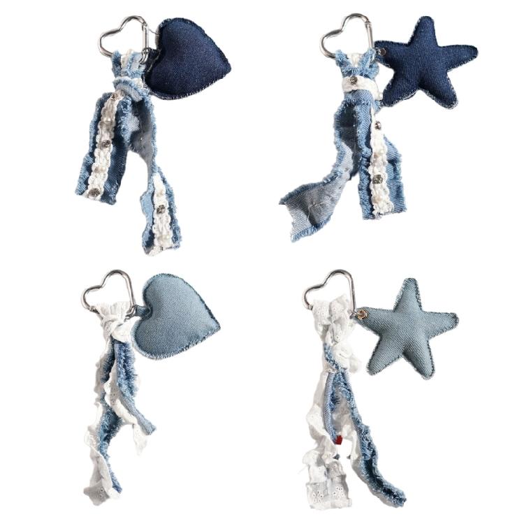 Denims Starfish Keychain Handmade For Keys Bags Fashion Accessory Portable Gift