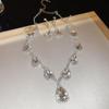 "High-End Luxury Drop Necklace and Earrings Set - European and American Niche Versatile Jewelry"