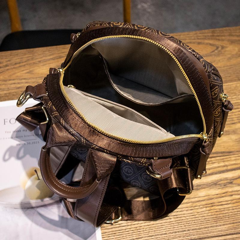 Large Capacity Leisure Travel Backpack Simple Print Commuter Backpack Popular Retro Premium Texture Women's Bag