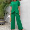 Cross-border 2026 European and American New Women's Clothing Fashion Casual Cross Large Size Irregular Summer Suit Wide-leg Pants Suit