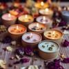Mini Manifestation Candles Herbal Intention Candle Unscented Spell Dried Flowers Candles with Crystal Tea Lights