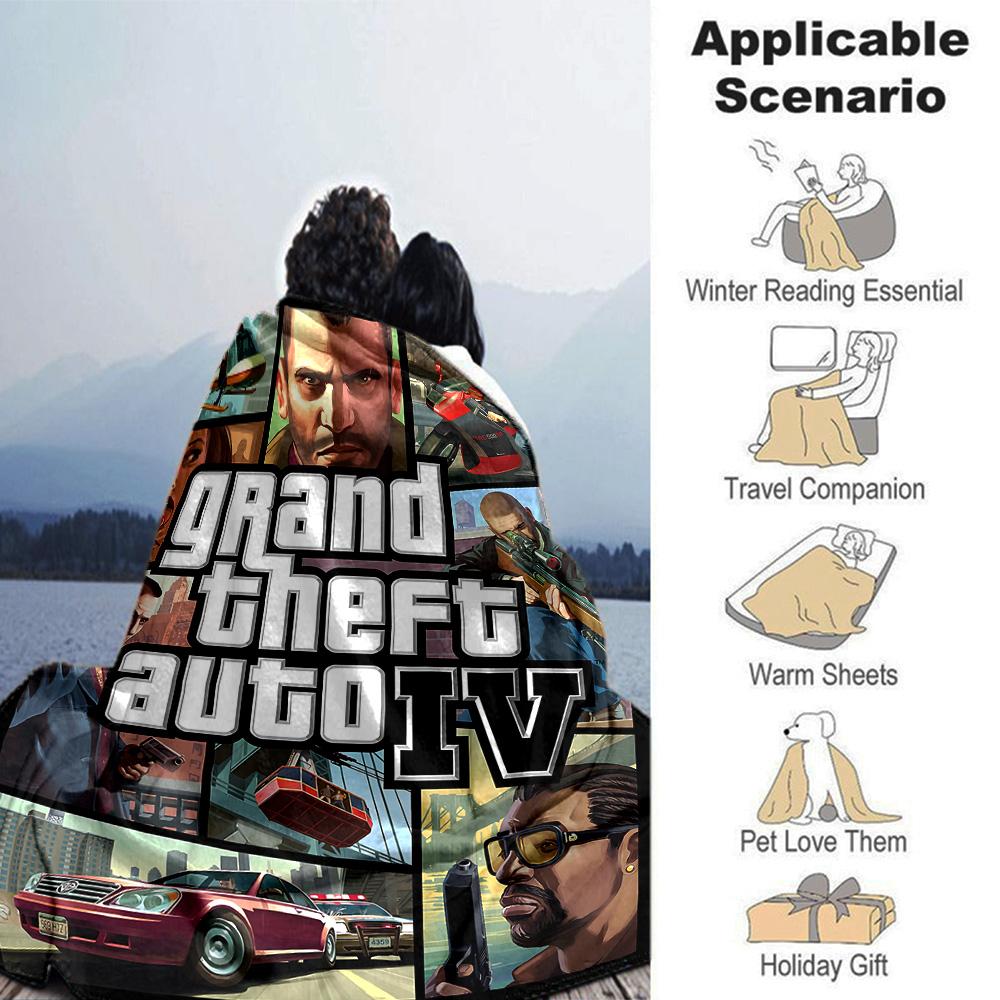 Grand Theft Auto Iv Flannel Blanket Super Soft Warm Cozy Blanket for Sofa Bed Office Travel All‑Season Home Decor Gift