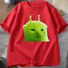 T-shirt Chat Alien Vert Femme Unisexe Chat Meme Tee Glorp Gnarp Cerveau de Chat T-shirt Mignon Rigolo Hauts Courts Manches Courtes en Coton Amples