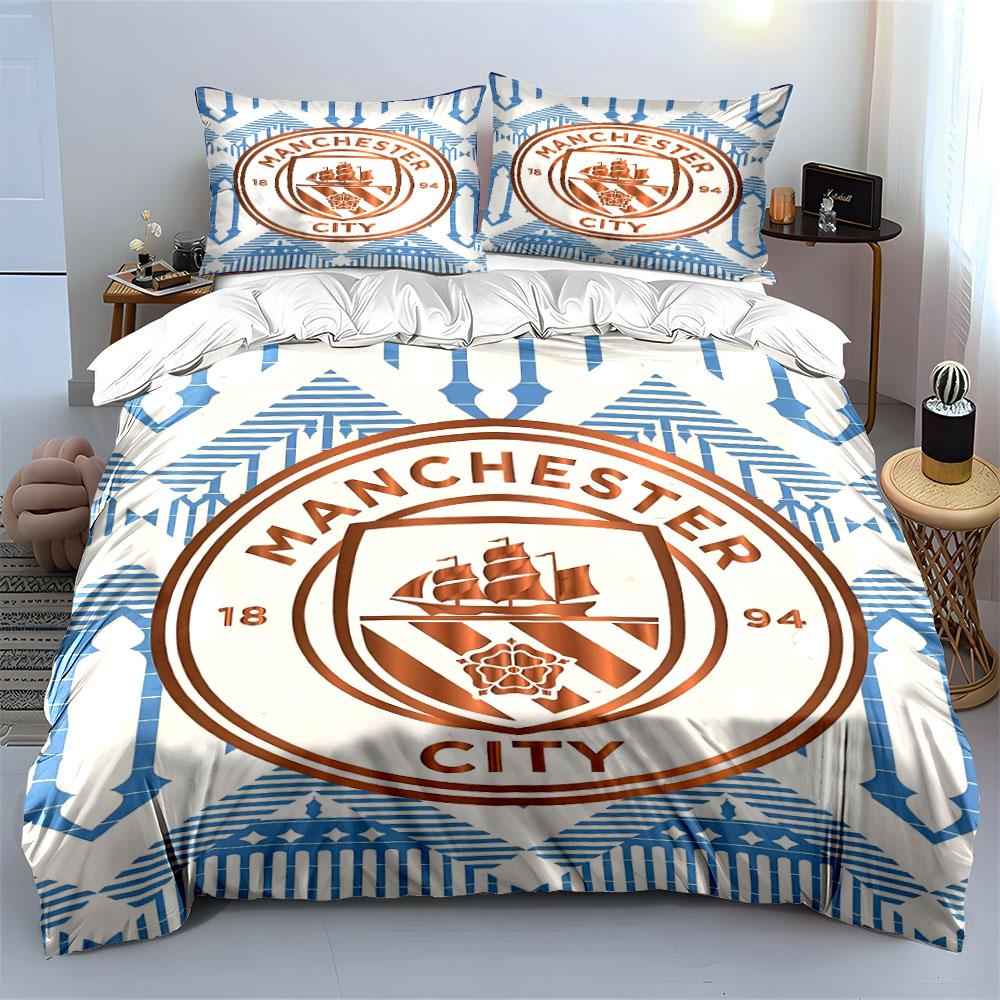 Set Biancheria da Letto Manchester City Copripiumino Copripiumino Federe  (1 * Copripiumino 2 * Federe, senza piumino)