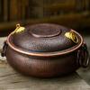 Handcrafted Vintage Copper Pot,Hot Pot Cooking Utensil With lid Simmering and Pasta Stewing,Hammer Texture 20 cm Handheld Pot