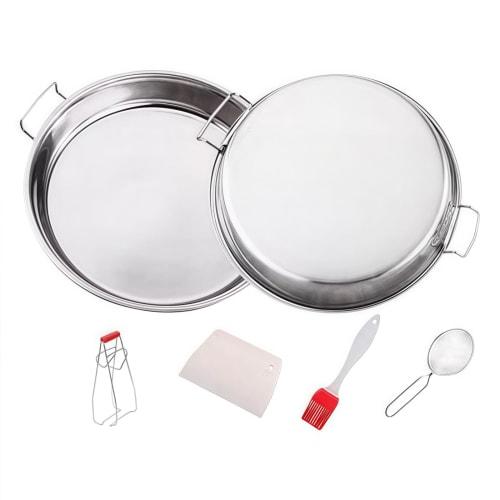 BDHD Cooling Skin Steamer, Stainless Steel Pot Cooling Skin Making Tool, Chilled Noodle Pot Cooling Skin Pan, Multi-Size 24cm-32cm, Chinese Cooking To