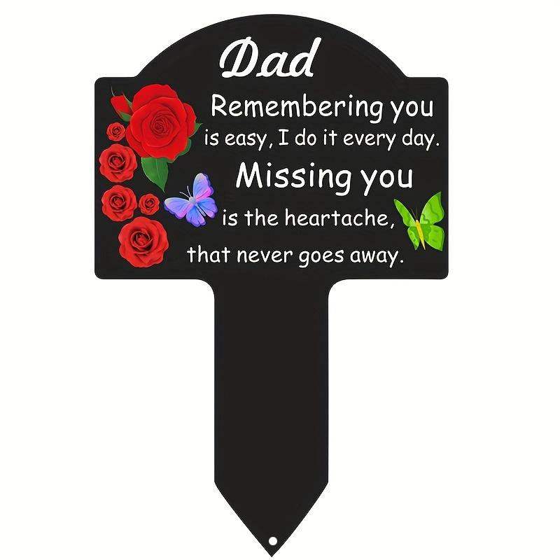 1pc Garden Memorial Stake for Mom/Dad/Brother/Mom and Dad/Husband/Wife and Other Relatives, Flower Butterfly Theme for Cemetery