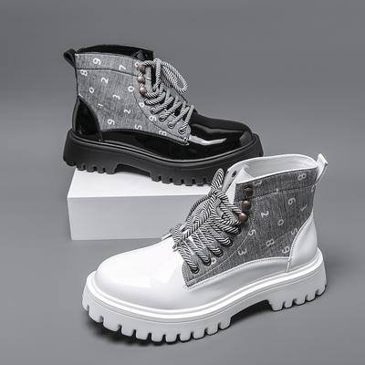Luxury Designer New Men Pointed Lace Up Mixed Patchwork Casual Ankle Boot Male Winter Fashion High Tops Shoes Zapatos Hombre