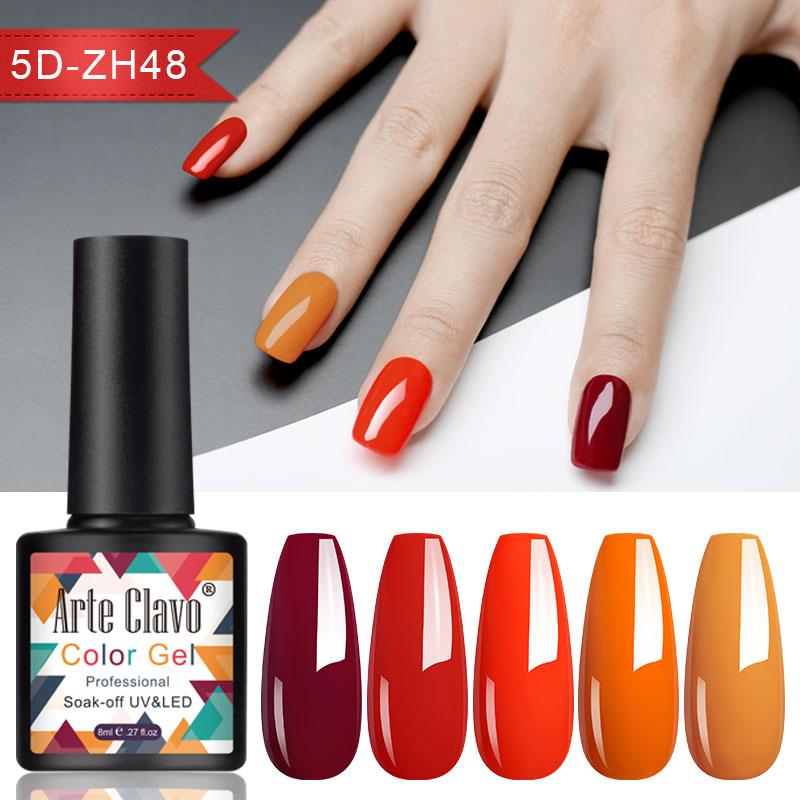 Arte Clavo 5pcs/set UV Gel Nail Polish 191 Colors Semi Permanent Soak Off Nails Art Painting UV LED Gel Varnish Nail Varnish 8ml