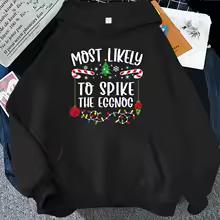 Christmas Most Likely Graphic Hoodies Funny Slogan Xmas Light Print Sweatshirts Family Friends Matching Holiday Party Hoodies