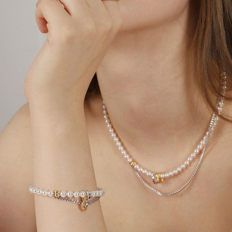 Ozel SW Pearl MIX Chain Combe Bracelet PB060B