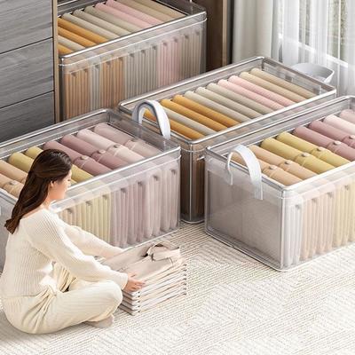 Foldable Clothing Storage Bag Organizer Storage Bin with Lid Seasonal Clothes Rotation Storage Moving House Packing Wardrobe Storage