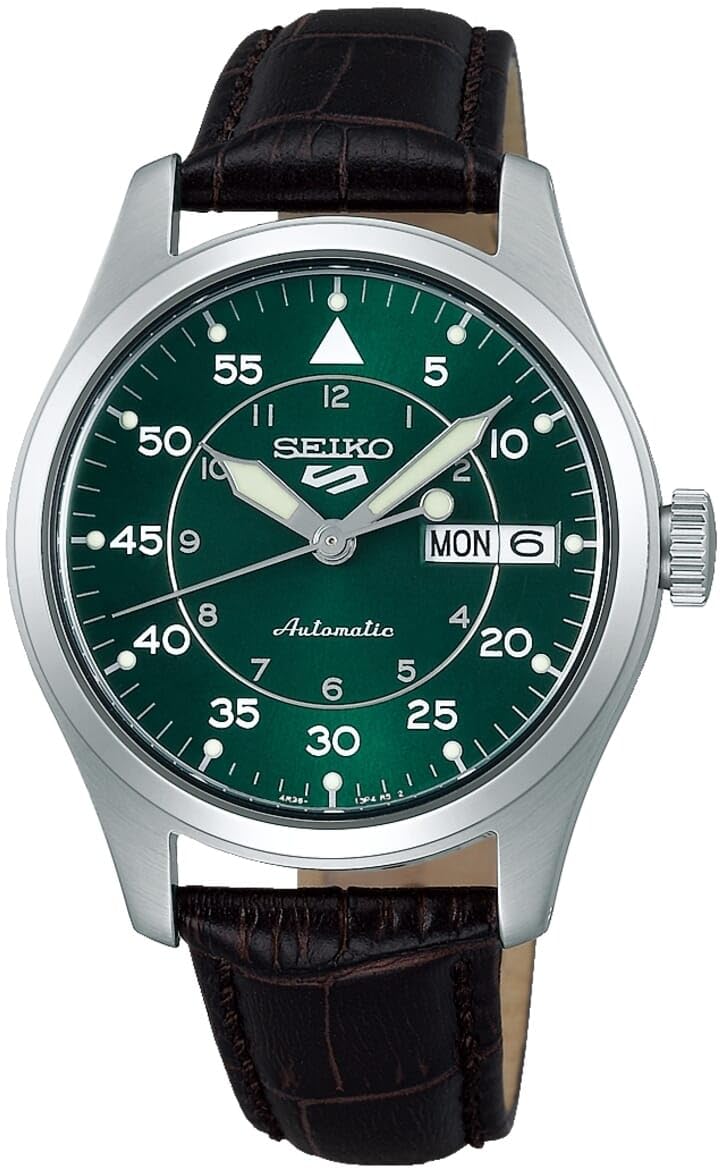 

Часы SEIKO с автоматическим ручным заводом, модель Overseas, зеленый кожаный ремешок, SRPJ89K1, мужские [Товар] зелёный