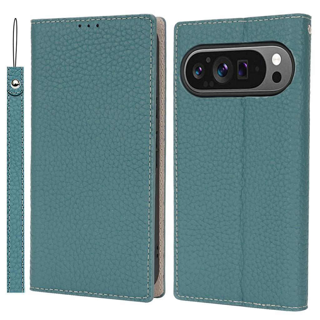 For Google Pixel 10/10 Pro Wallet Case Genuine Cow Leather Phone Cover Litchi Texture