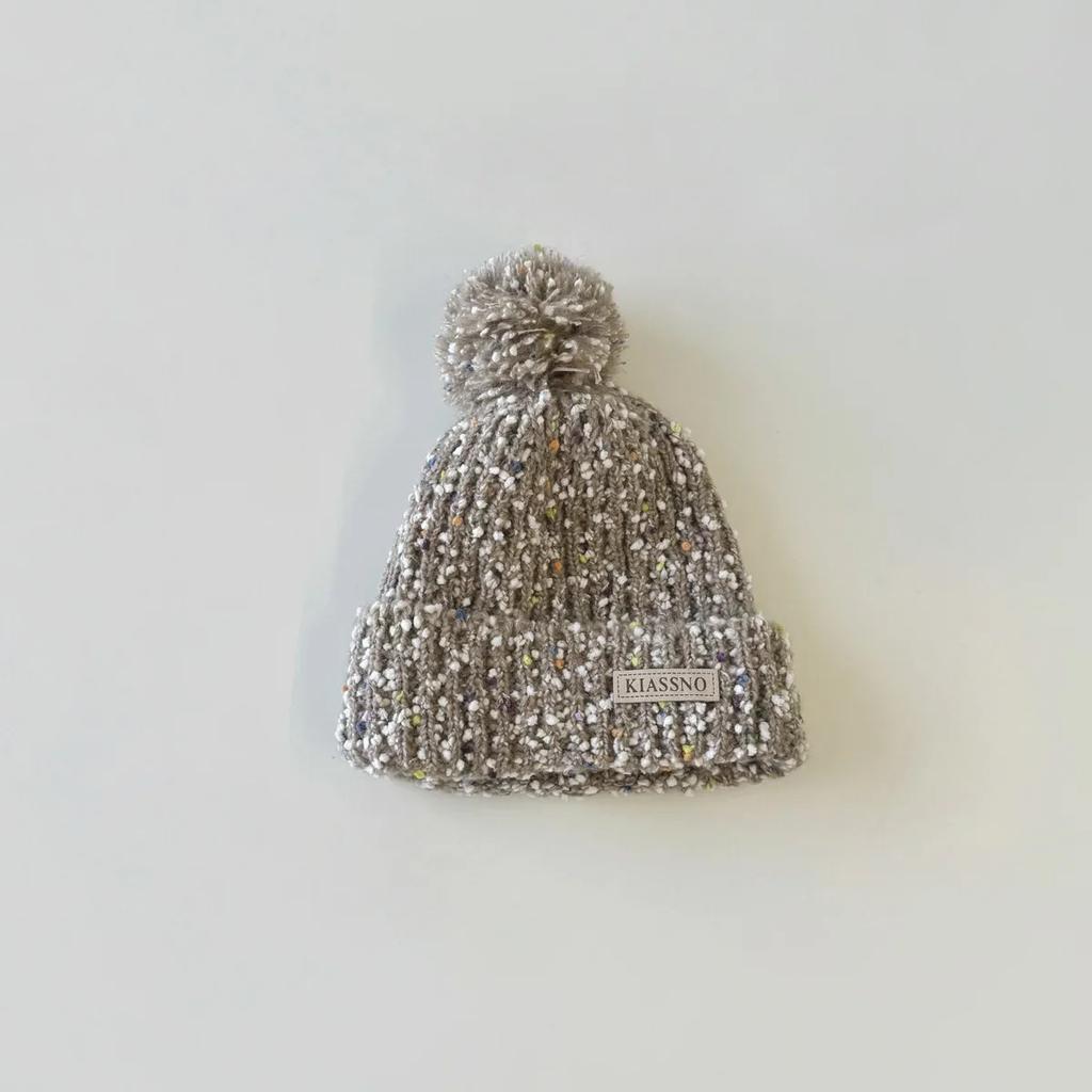 Chic Warm Kids Beanie for Boy Girl Fashion Retro Knitted Hat Furry Ball Autumn Winter Warm Fleece Plush Children Crochet Bonnet