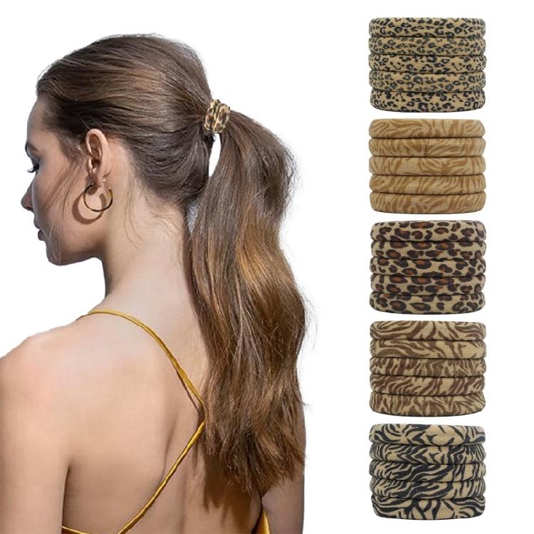 Leopard Pattern Hair Tie Elastic Scrunchies Fashion Towel Rings Hair Rope for Women Girl Daily Use Hair Ornament 5pcs