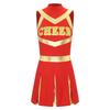Womens Sparkling Cheerleader Dress Sleeveless Pleated Print Design Youthful Schoolgirl Uniform Halloween Costume
