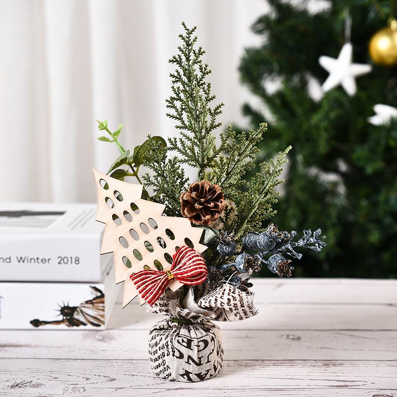 25CM table mini Christmas tree with flower, Small size Christmas trees gift for kids and friends, desktop christmas tree, New year's tree decoration