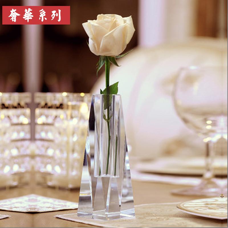 European Crystal Glass Small Vase, Fresh Tabletop Ornaments, Flower Plant, Transparent Bottle, Modern Home Decoration Accessorie