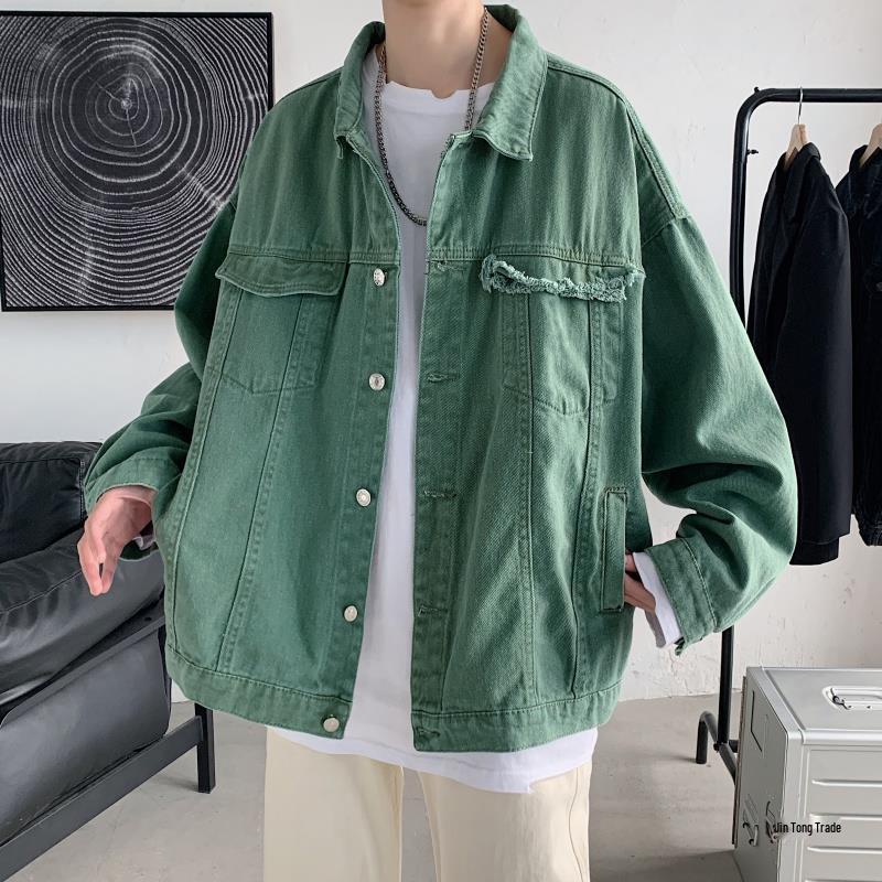 2021 Men's Korean Style Denim Jacket - Trendy, Loose, Versatile, Street Punk Fashion.