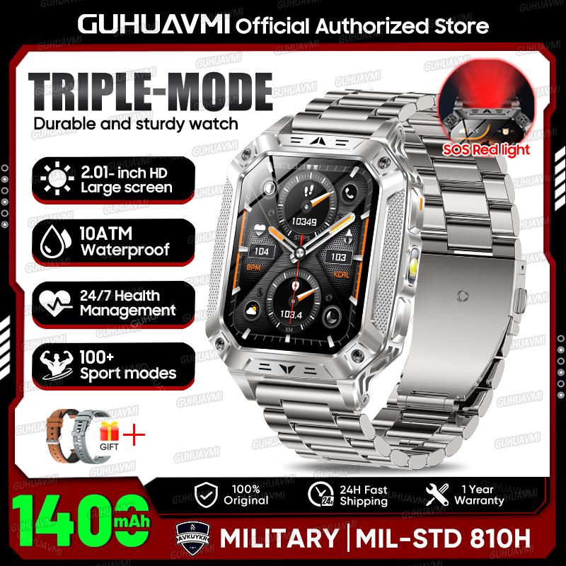 Orologio Smart Sportivo da Uomo per Esterni Batteria Grande 1400mAh Impermeabile Chiamata Vocale Musica Ossigeno nel Sangue Sport Smartwatch uomo donna Fitness