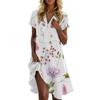 Women's Casual Fashion Stand Collar Floral Print Short Sleeve Dress