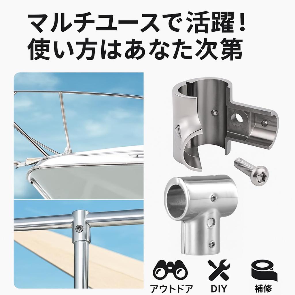 Rubonarie Stainless Steel Joint Pipe Fork for Awnings and Tents, 2 Pieces (Silver, 22mm)