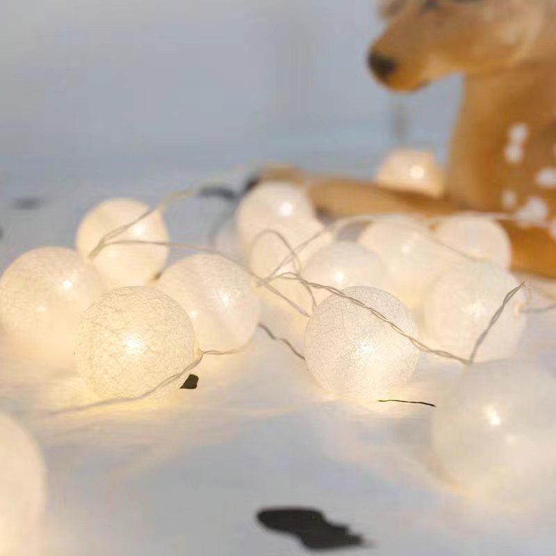 LED Cotton Ball String Lights for Christmas, Bedroom, and Party Decoration