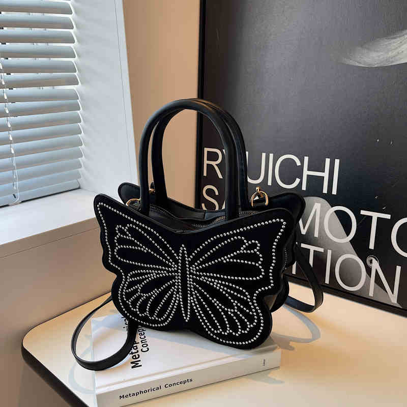 

Модные сумки-бабочки для женщин, новые модные универсальные сумки через плечо из искусственной кожи, простая сумка на одно плечо с бисером и застежкой-молнией (20cm<Max Length<30cm)