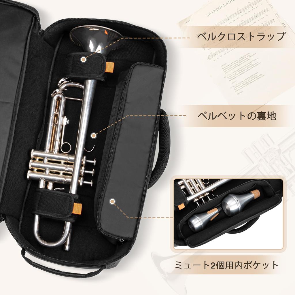 LoDrid Trumpet Case Backpack with Storage for 2 Mutes - Convenient for Carrying Your Trumpet