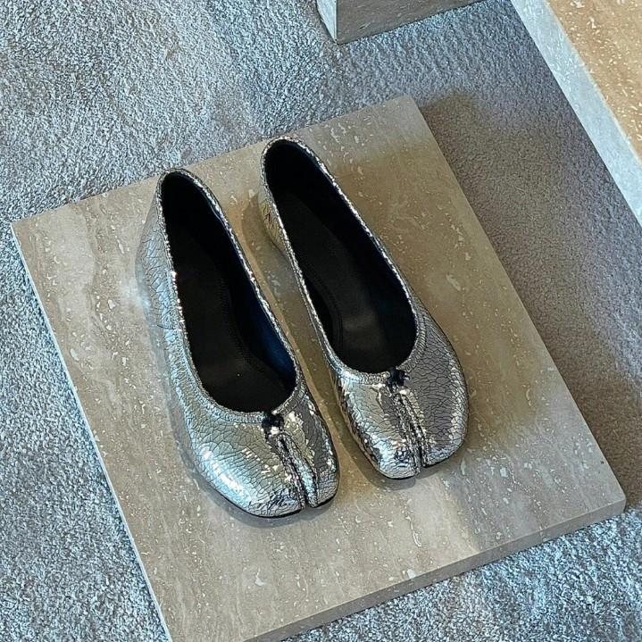 Sheepskin version~ Genuine leather Mary Jane single shoes split-toed shoes women's ballet flats one pedal lazy ladyshoes low heels