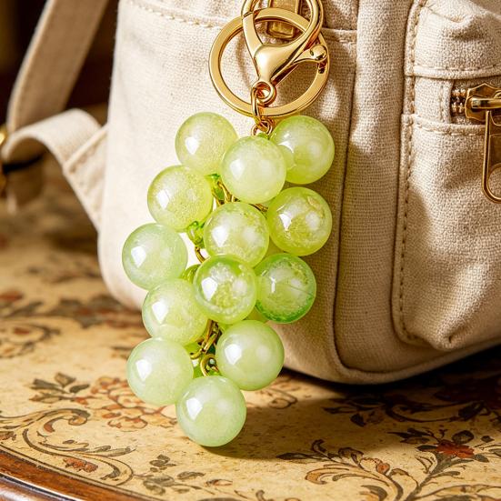Keychain Pendant Transparent Grape Shape Acrylic Key Chain with with Lobster Clasp Easy To Hang Key Holder Backpack Car Accessory