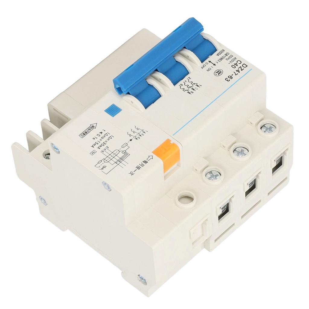 Miniature Circuit Breaker 3P 40A Breaking Capacity 6000A DIN Rail Mount for Circuit Protection 400V
