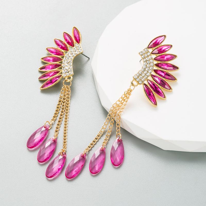 Women's Earring Tassels Long Wing Alloy Rhinestone Temperament Premium Drops Earrings