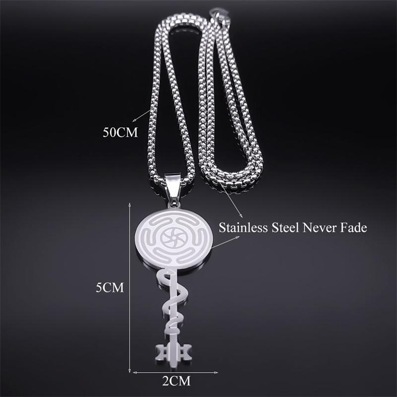 Hexe Hekate Rad Anhänger Halskette Edelstahl Wicca Magisches Symbol Hecate Schlange Schlüsselanhänger Damen Schmuck