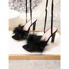 Summer Women's Shoes Hairy Square Toe Strappy Stiletto Heels Cross Strappy Sandals Women