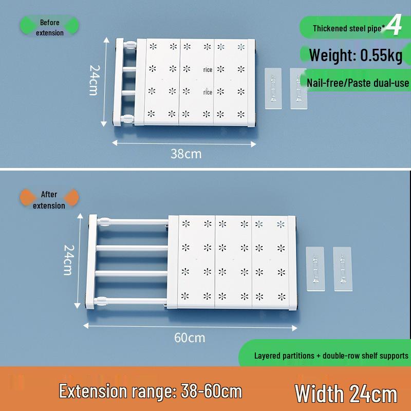 Wall-Mounted Retractable Closet Partition Shelf - No Drill Required