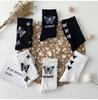 Butterfly Women's Spring Mid-Calf Black & White Scrunched Socks - Trendy Street Sport Style