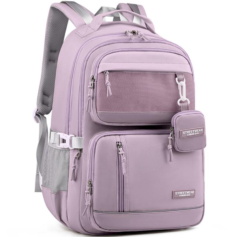 Edison Backpack, with Spine Protection, Lightweight, Reflective, Water-Resistant, Large Capacity, Travel Backpack 2486-5, Light Purple