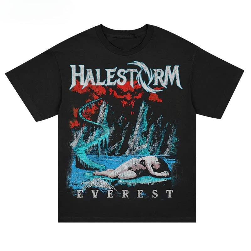 

Halestorm Storm Band Hard Rock Punk American Vintage Streetwear Loose Cotton ShortSleeved Unisexs TShirt M