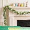 Artificial Eucalyptus & Rabbit Ear Leaves Wreath with Baby's Breath for Home & Wedding Decor