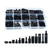 320PCS Boxed Black Nylon Hex Nut Double Through Isolation Column with Flat Washer Screws M3 Combo Set