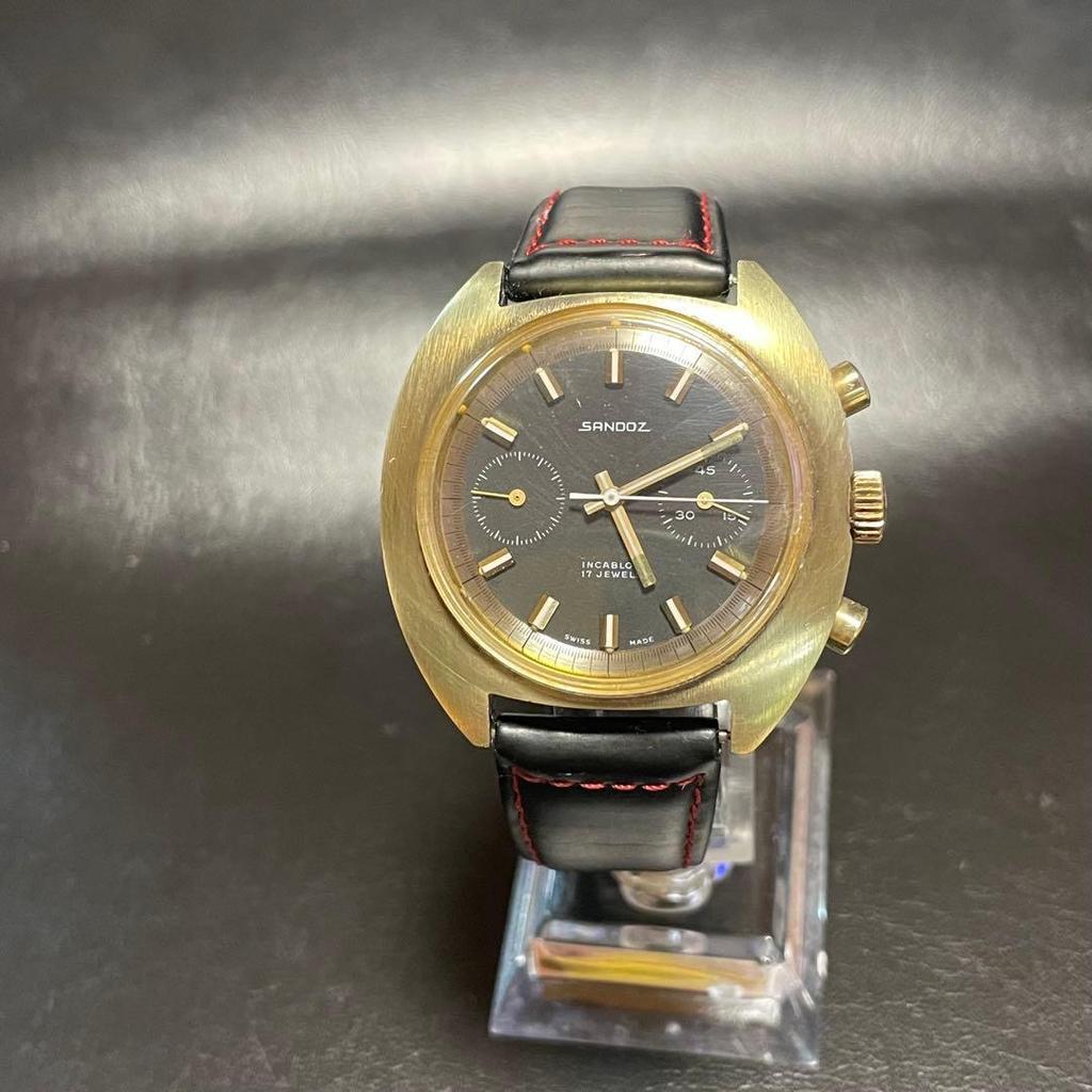 Used [Rare Good Condition] Valjoux 7733 Gold Plated SANDOZ Chronograph